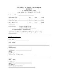 After School Care Program Registration Form 2008-2009 St. John ...