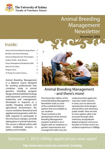 Animal Breeding Management Newsletter - University of Sydney