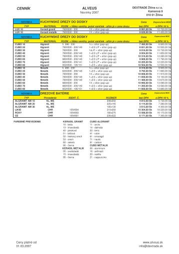 Alveus SK mo cennik 012007a - Dextrade