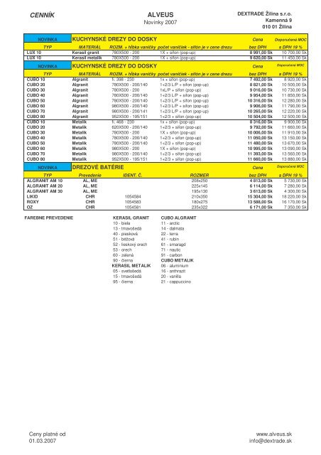 Alveus SK mo cennik 012007a - Dextrade