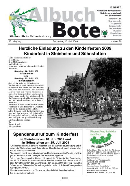 Herzliche Einladung zu den  Kinderfesten 2009 ... - Brenzregion