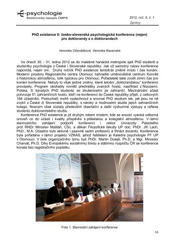 PhD existence II: Äesko-slovenskÃ¡ psychologickÃ¡ ... - E-psychologie