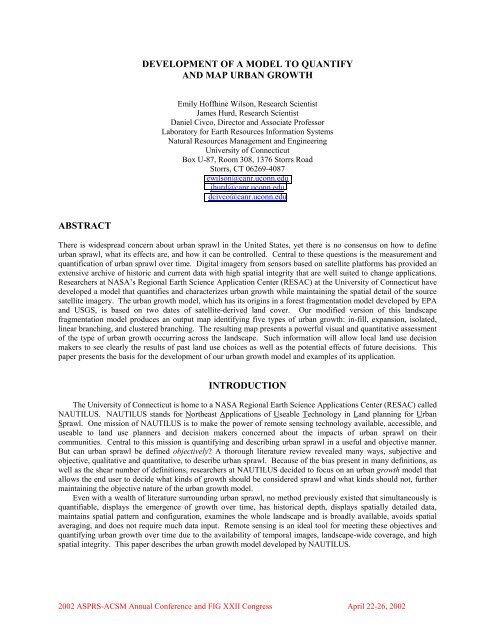 development of a model to quantify and map urban growth