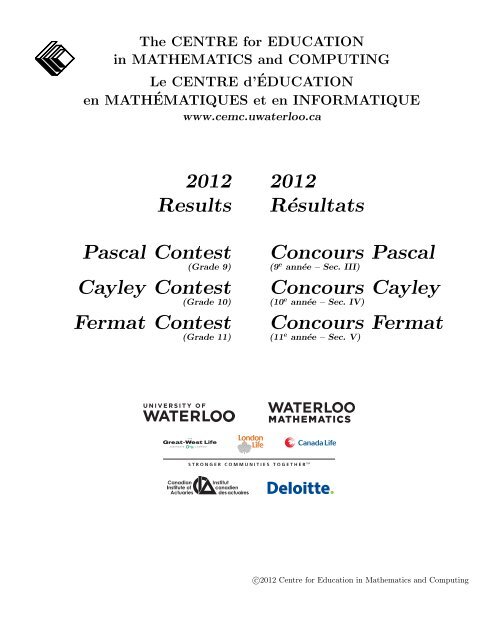 Pascal Contest - Cemc - University Of Waterloo