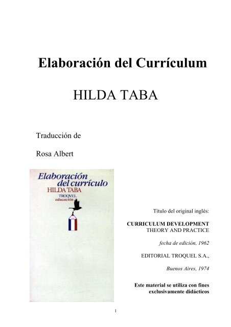 ElaboraciÃ³n del CurrÃculum HILDA TABA - fundacion terras
