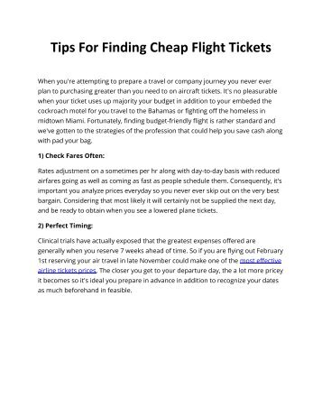 Tips For Finding Cheap Flight Tickets