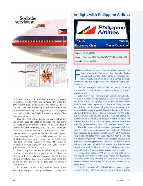 Philippine Airlines: Asia's First, Striving to Shine - Ken Donohue