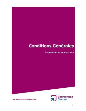 Conditions GÃ©nÃ©rales Boursorama Banque