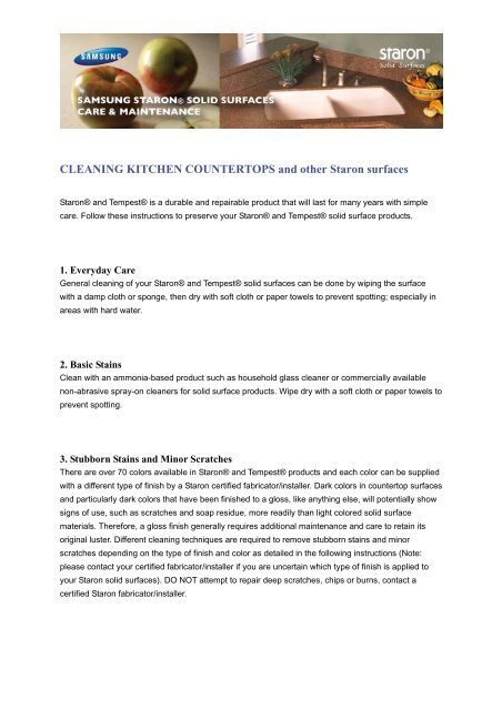 Staron Tempest Care Zolid Manufacturing
