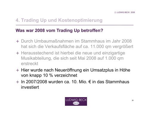 4. Trading Up und Kostenoptimierung - Ludwig Beck