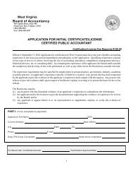 Application for Initial Certificate/License - West Virginia Board of ...