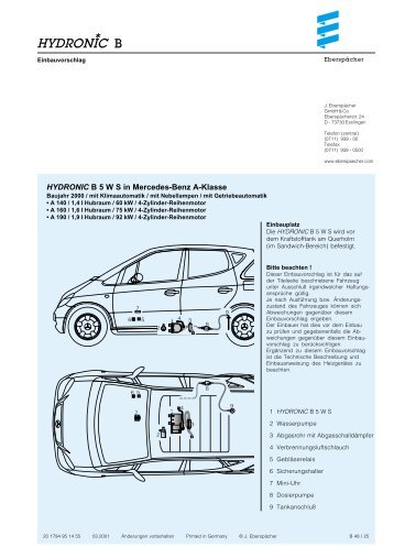 HYDRONIC B 5 W S in Mercedes-Benz A-Klasse - Espar