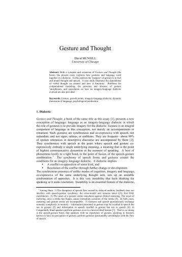 Gesture and Thought - McNeill - University of Chicago