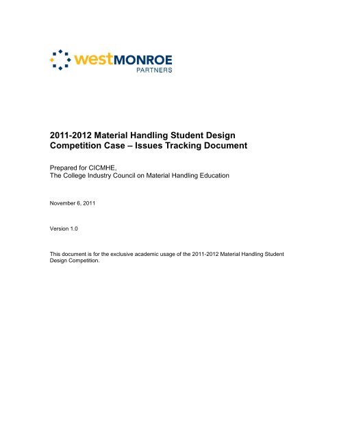 2011-2012 Material Handling Student Design Competition Case ...