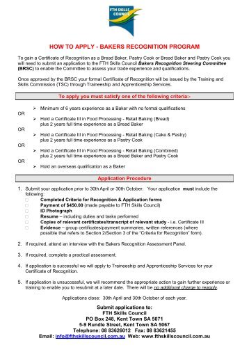 How to apply and Application forms - FTH Skills Council