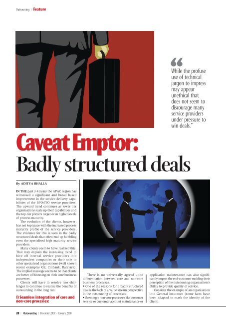 Caveat Emptor: Badly structured deals - QAI
