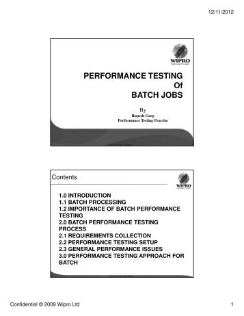 PERFORMANCE TESTING Of BATCH JOBS - QAI