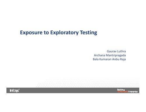 Exposure to Exploratory Testing - QAI