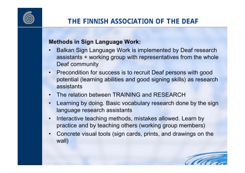 SIGN LANGUAGE WORK - World Federation of the Deaf