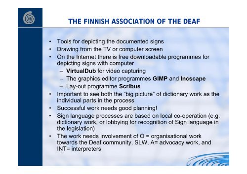 SIGN LANGUAGE WORK - World Federation of the Deaf