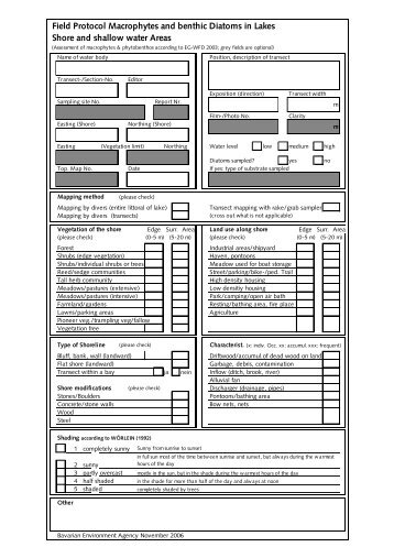 Field Protocol Macrophytes and benthic Diatoms in Lakes Shore ...