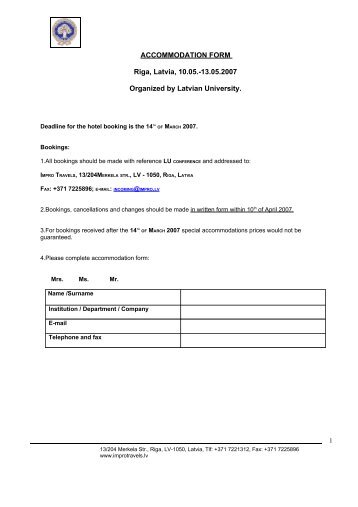 Accommodation booking form [PDF]