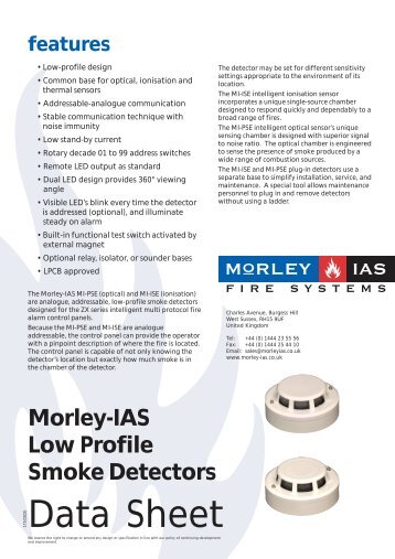 Morley-IAS Low Profile Smoke Detectors - Diamond Electricals