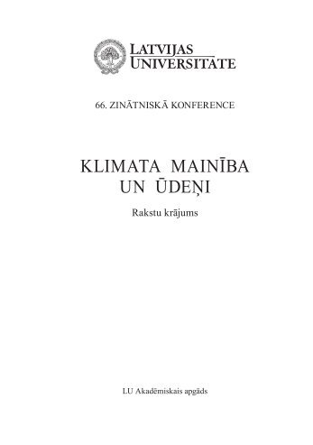 klimata mainība un ūdeņi - Klimata maiņas ietekme uz Latvijas ...