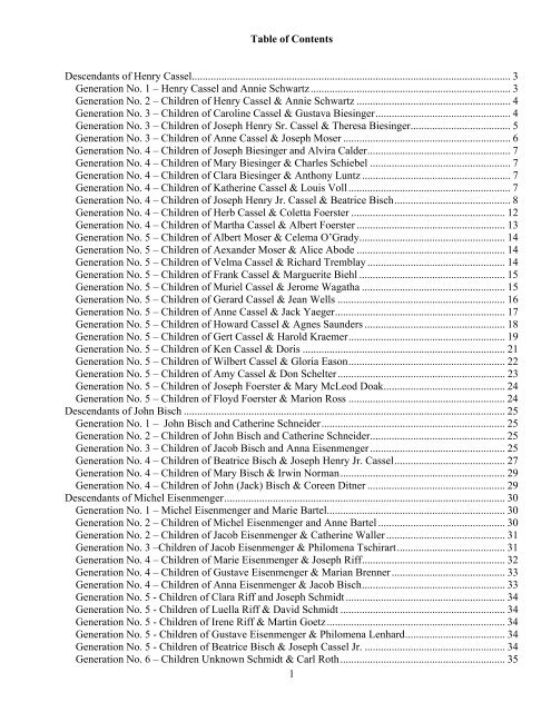 Descendants of Henry Cassel - gleeson.ca