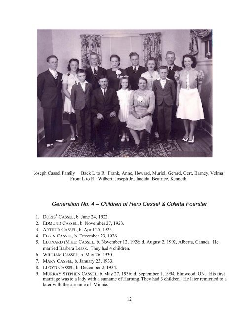 Descendants of Henry Cassel - gleeson.ca