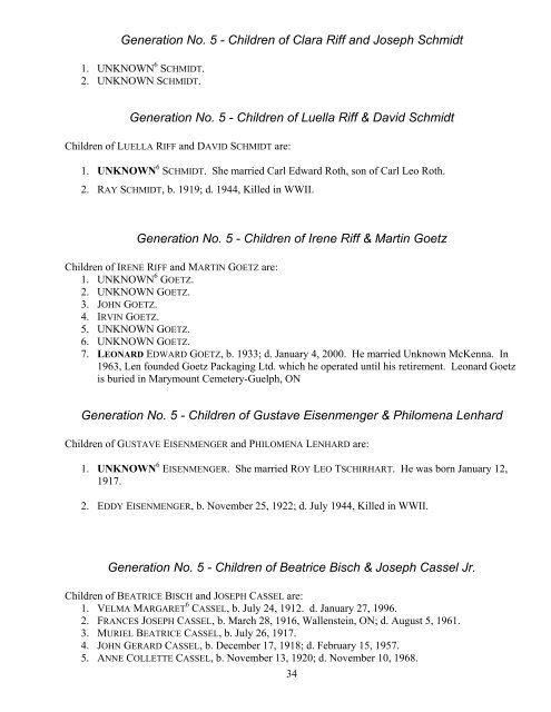 Descendants of Henry Cassel - gleeson.ca