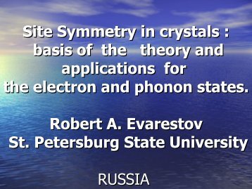Site Symmetry in crystals : basis of the theory and application for the ...