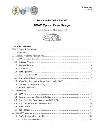 NGAO Optical Relay Design - Caltech Optical Observatories