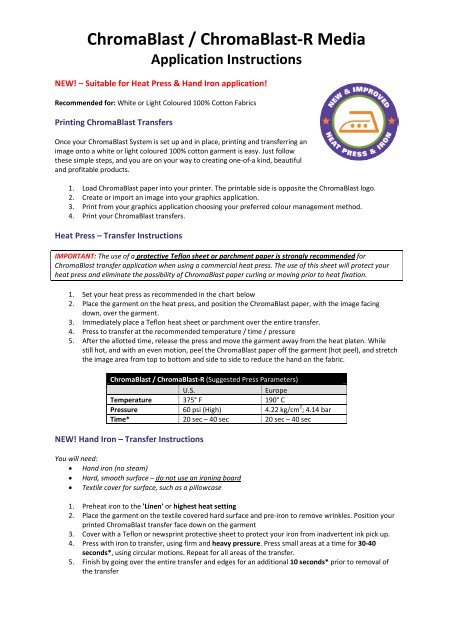 chromablast transfers