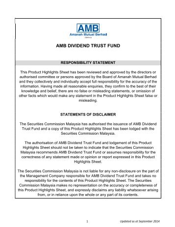 AMB Dividend Trust Fund (AMBDTF) - Fundsupermart.com