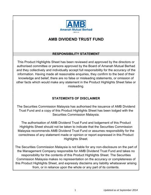 AMB Dividend Trust Fund (AMBDTF) - Fundsupermart.com