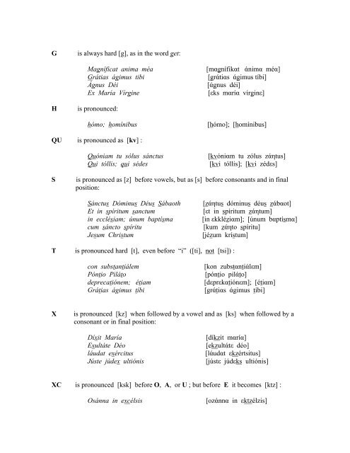 Germanic Latin Pronunciation VOWELS A/I/U are ... - Conspirare