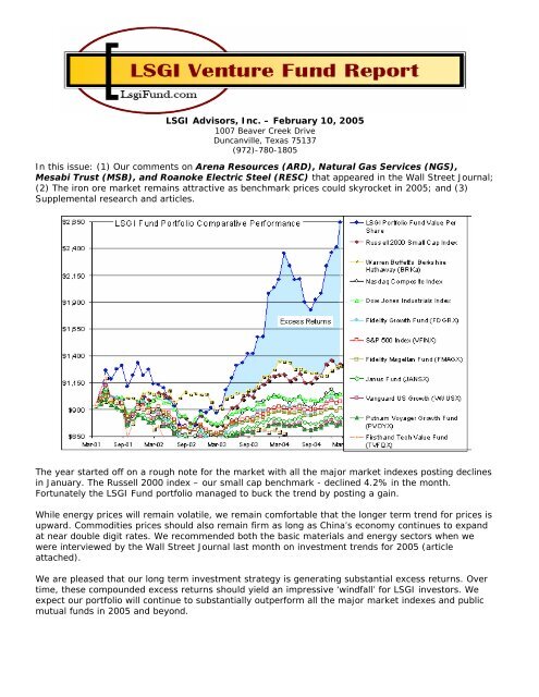 LSGI Advisors, Inc. â February 10, 2005 In this issue: (1) Our ...