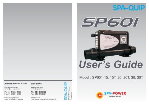 SP601 users guide PDF - Lifestyle Spas and Leisure