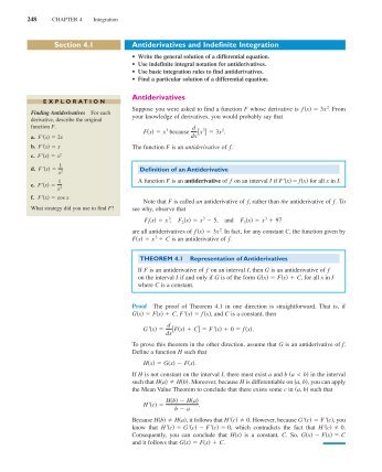 Section 4.1 Antiderivatives and Indefinite Integration Antiderivatives