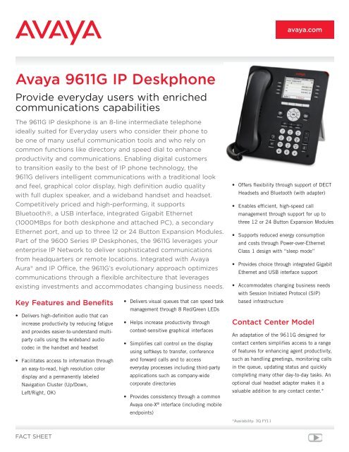 Avaya 9611G IP Deskphone - Texas Tech University System