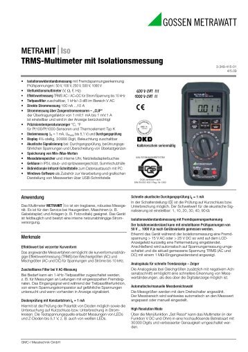 METRAHITISO TRMS-Multimeter mit Isolationsmessung