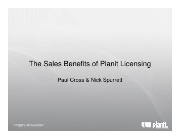 The Sales Benefits of Planit Licensing