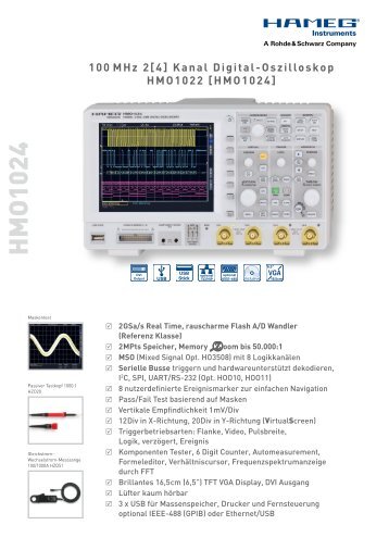100 MHz 2[4] Kanal Digital-Oszilloskop HMO1022 [HMO1024]