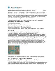 June 15 2012 Mendel to open summer shows.pdf - Mendel Art Gallery