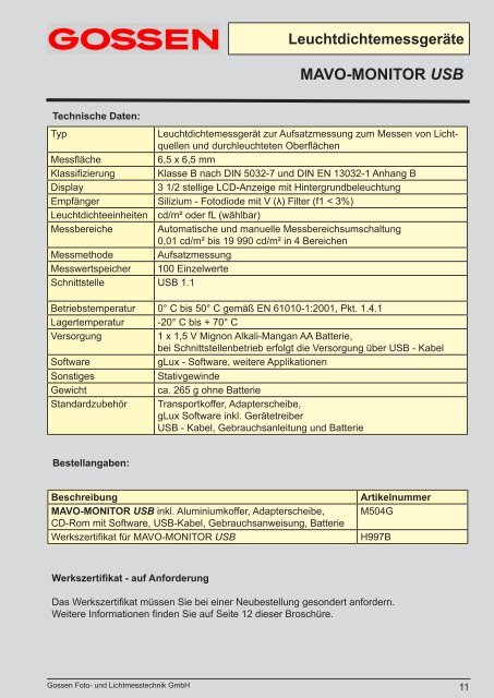Leuchtdichtemessgeräte MAVO - MONITOR  USB ...