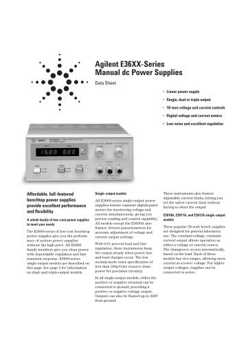 Agilent E36XX-Series Manual dc Power Supplies - PK elektronik Mess