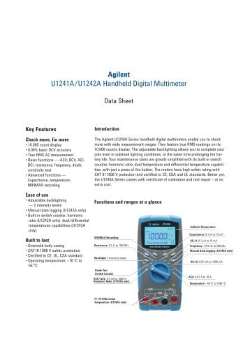 Agilent U1241A/U1242 Multimeter