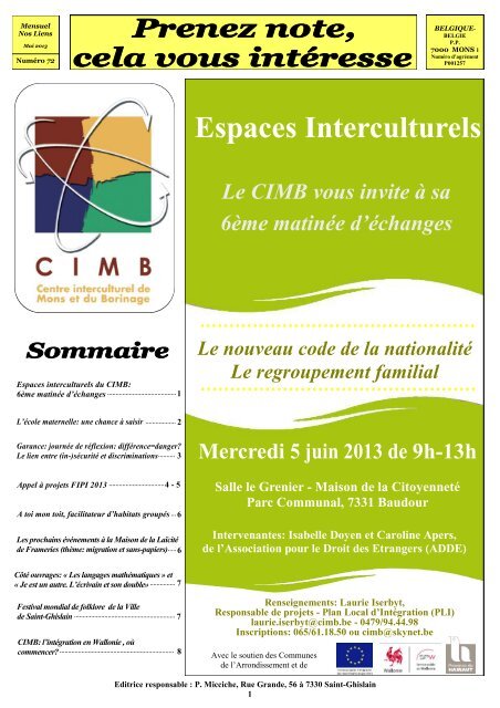 nÂ°72 (mai 2013) - CIMB