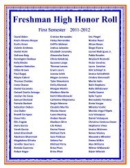 Freshman High Honor Roll - Fenton High School